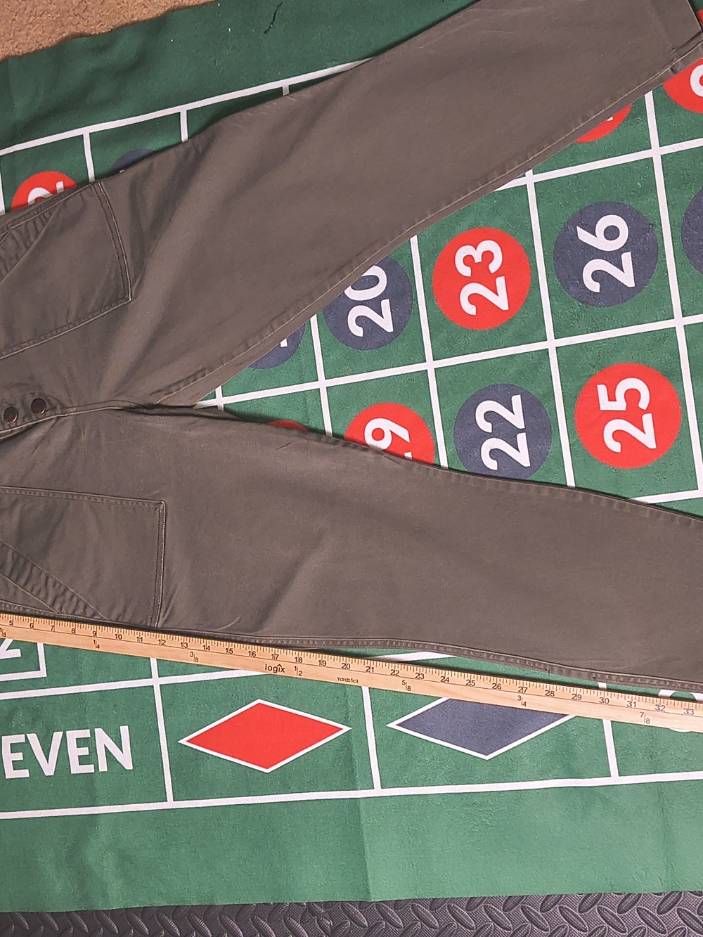 Level 99 Anthropologie Coated Skinny Pants Size 31 Dark Olive Black - Picture 4 of 12